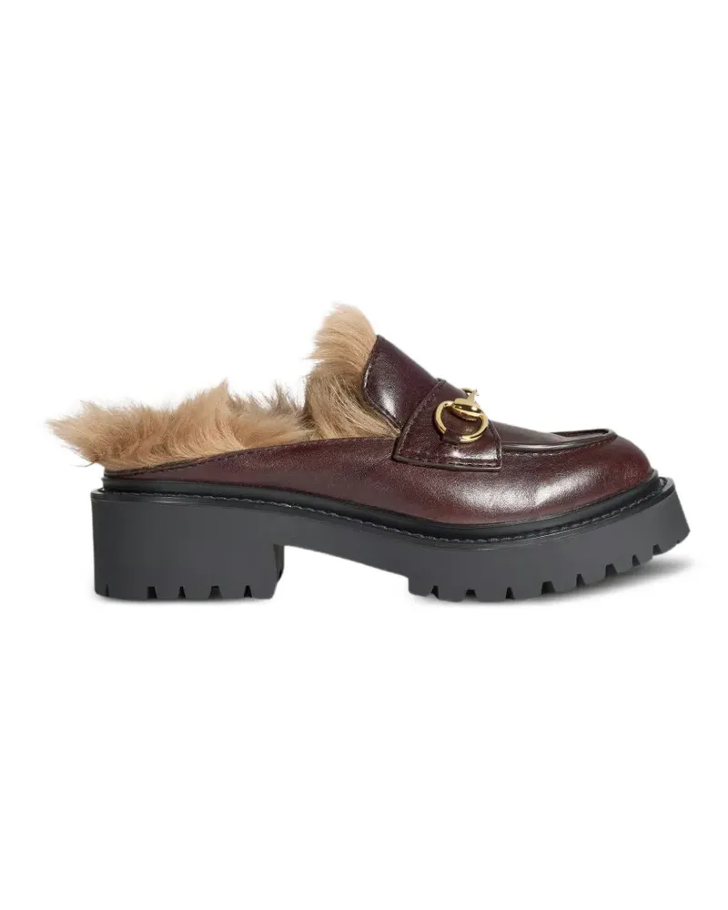 Gucci Horsebit Mules mit Shearling - Braun Braun