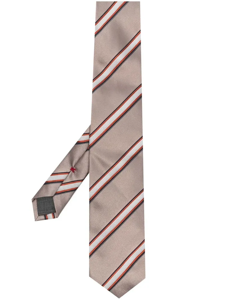 Brunello Cucinelli Gestreifte Krawatte - Nude Nude