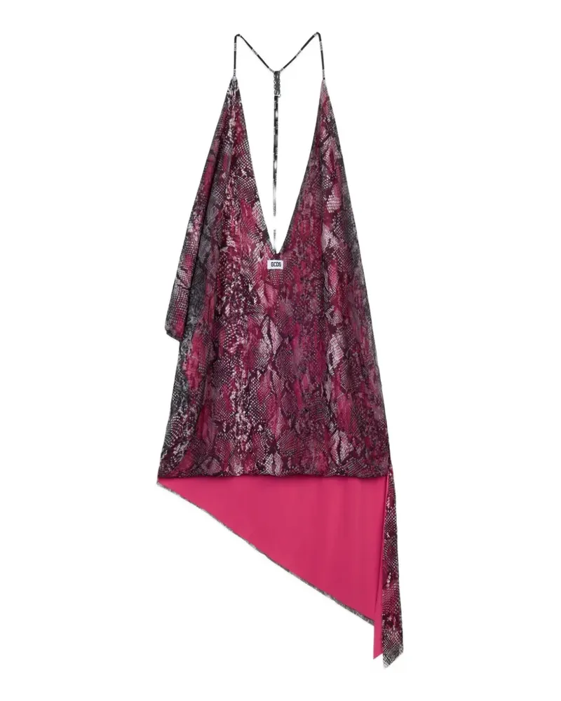 GCDS Asymmetrisches Kleid mit Schlangenleder-Print - Rosa Rosa