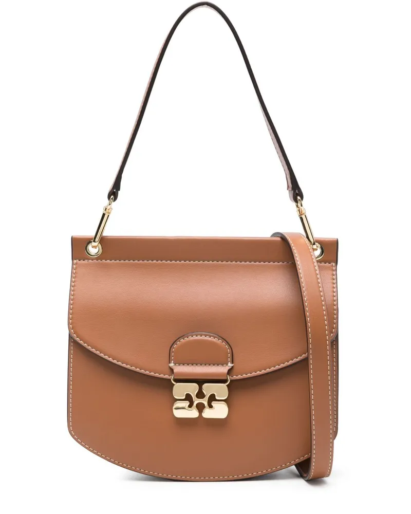Ganni Kleine Apo-G Schultertasche - Braun Braun