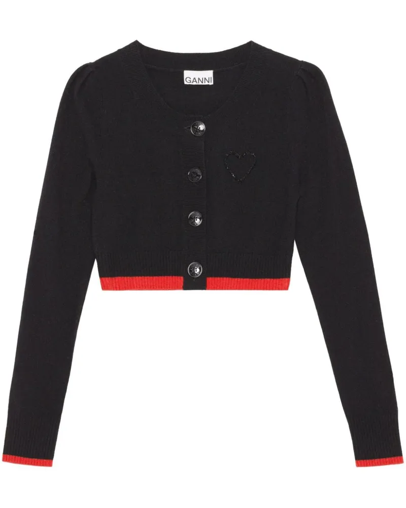 Ganni Cardigan mit Perlendetail - Schwarz Schwarz