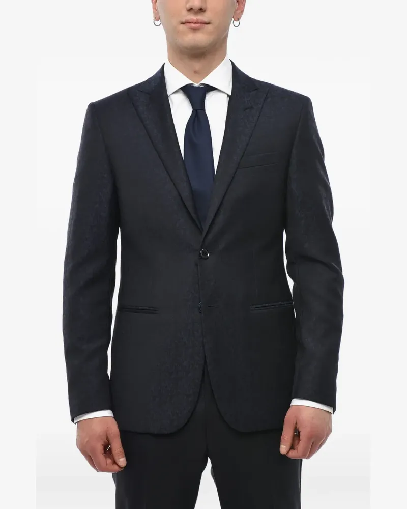 Corneliani damask-pattern peak-lapel blazer - Blau Blau