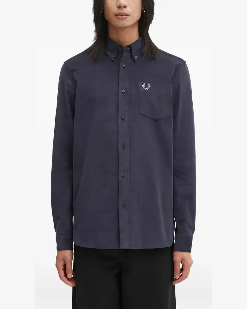Fred Perry logo-embroidered corduroy shirt - Blau Blau