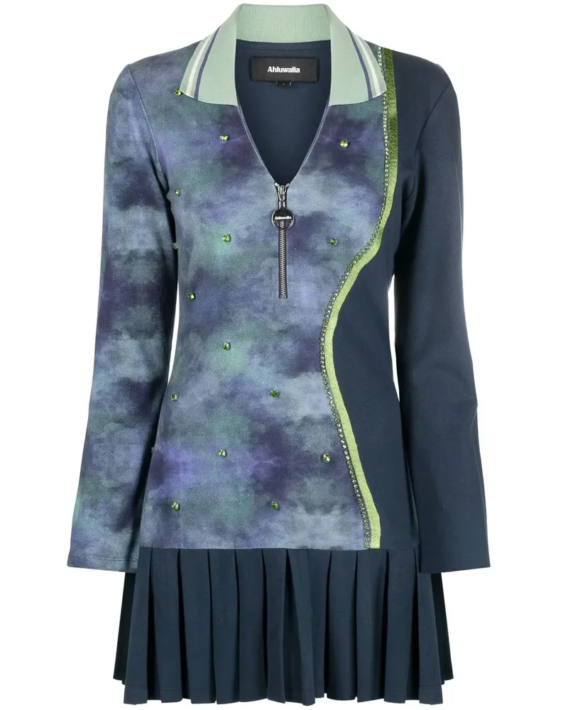 AHLUWALIA Pulloverkleid mit Shakti-Print - Blau Blau