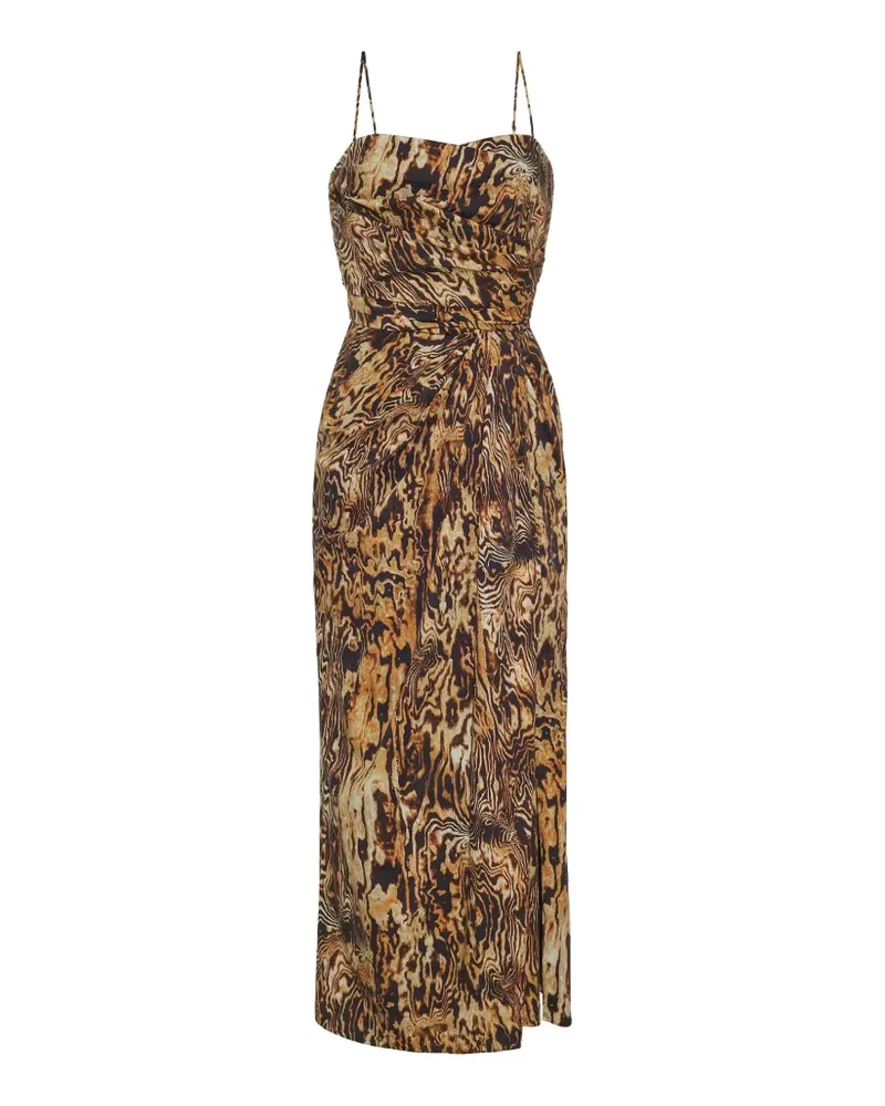 Adam Lippes Cari draped pattern midi dress - Braun Braun