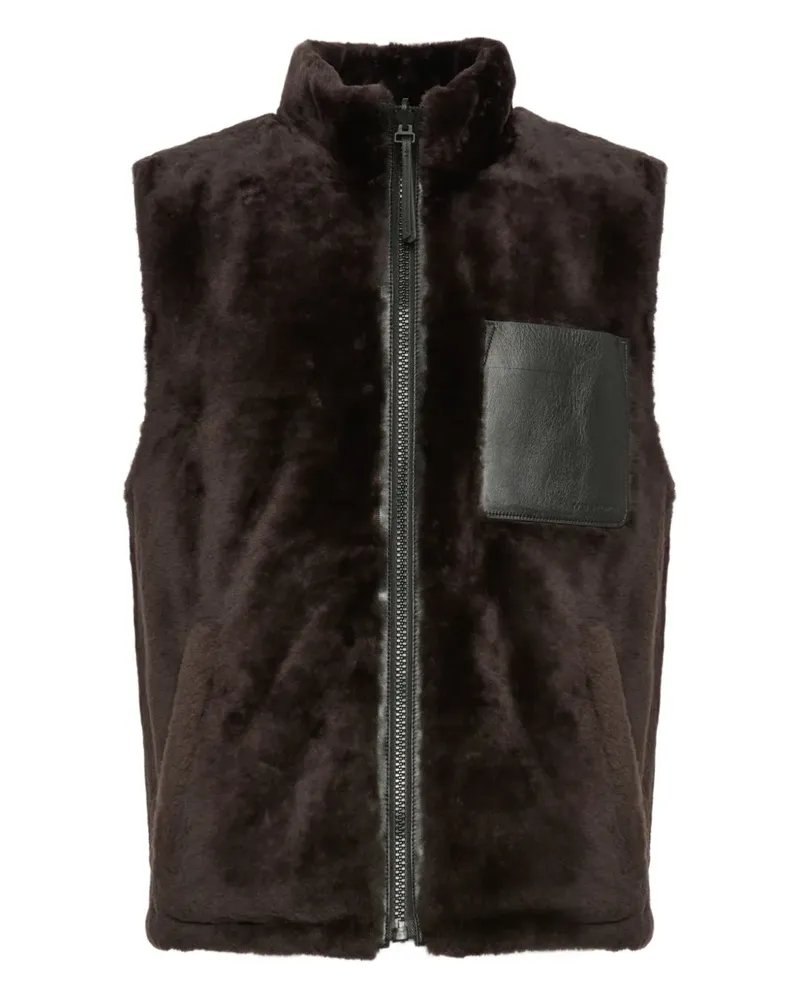 Yves Salomon Ärmellose Jacke aus Lammleder - Braun Braun