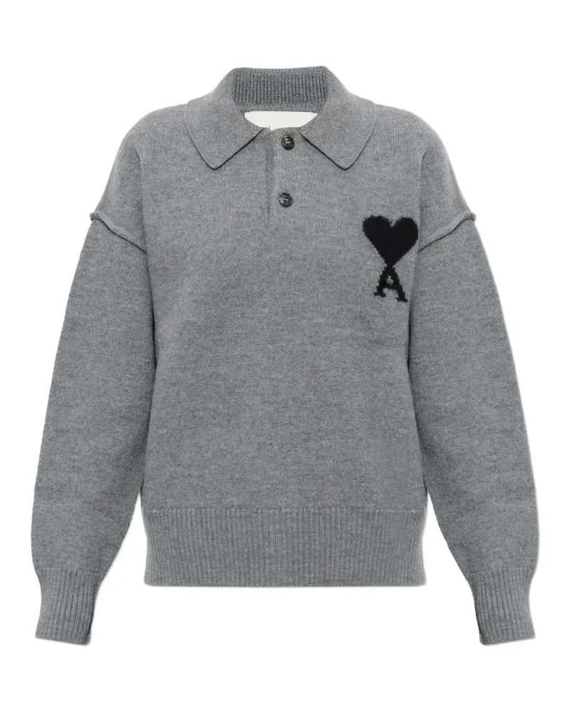 AMI Paris Ami de Coeur polo top - Grau Grau