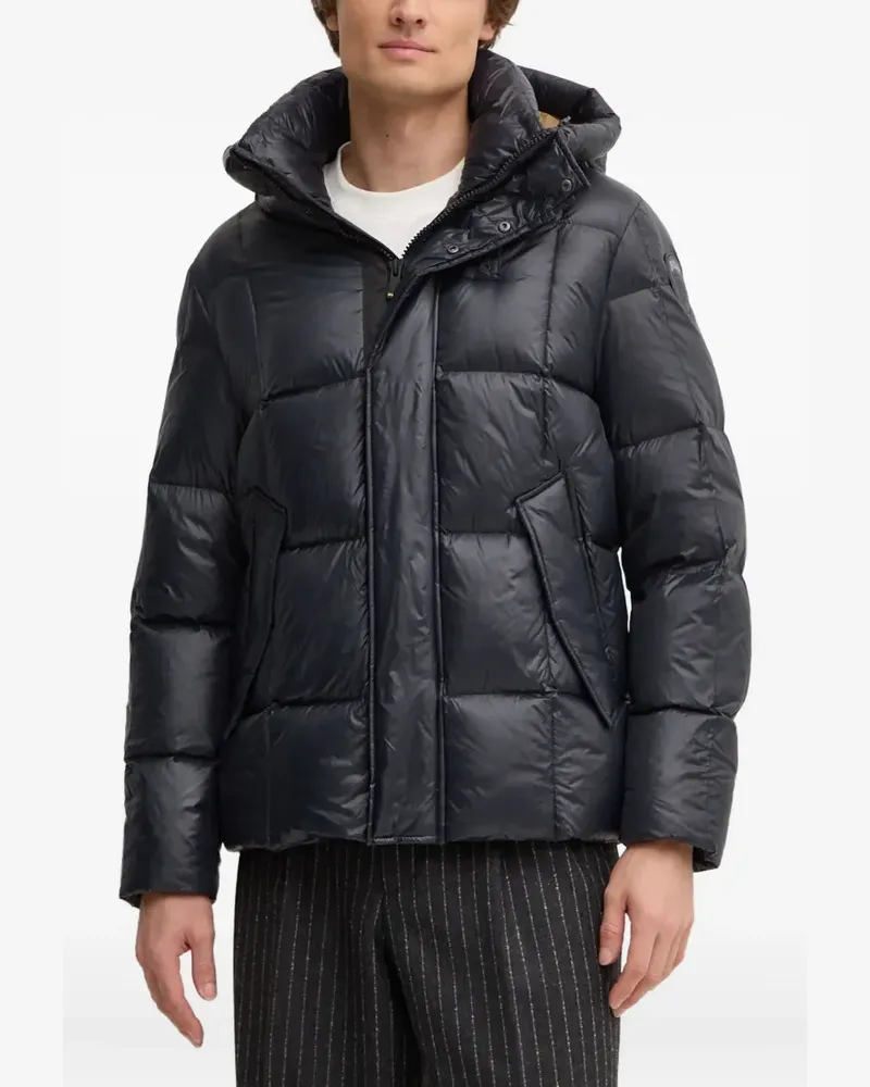 Blauer hooded quilted jacket - Schwarz Schwarz