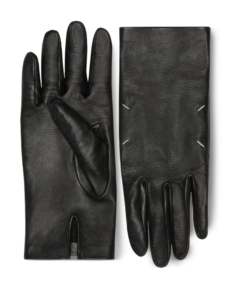 Maison Margiela Handschuhe aus Lammleder mit Ziernähten - Schwarz Schwarz