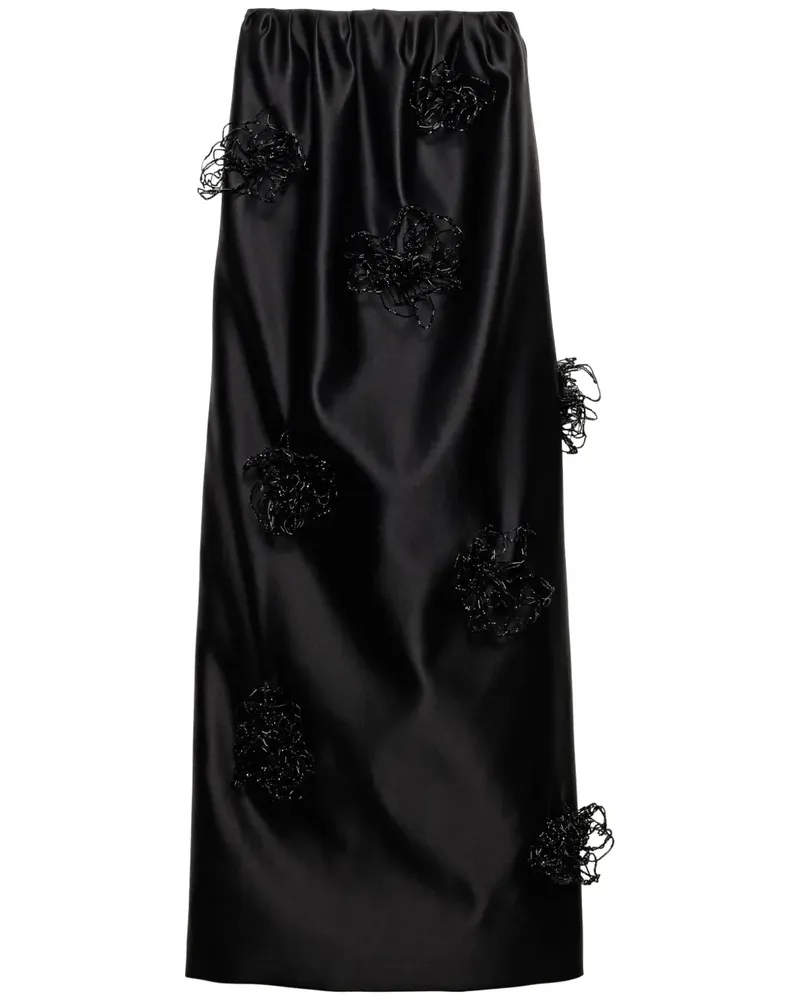 Prada Bestickter Satin-Maxirock - Schwarz Schwarz