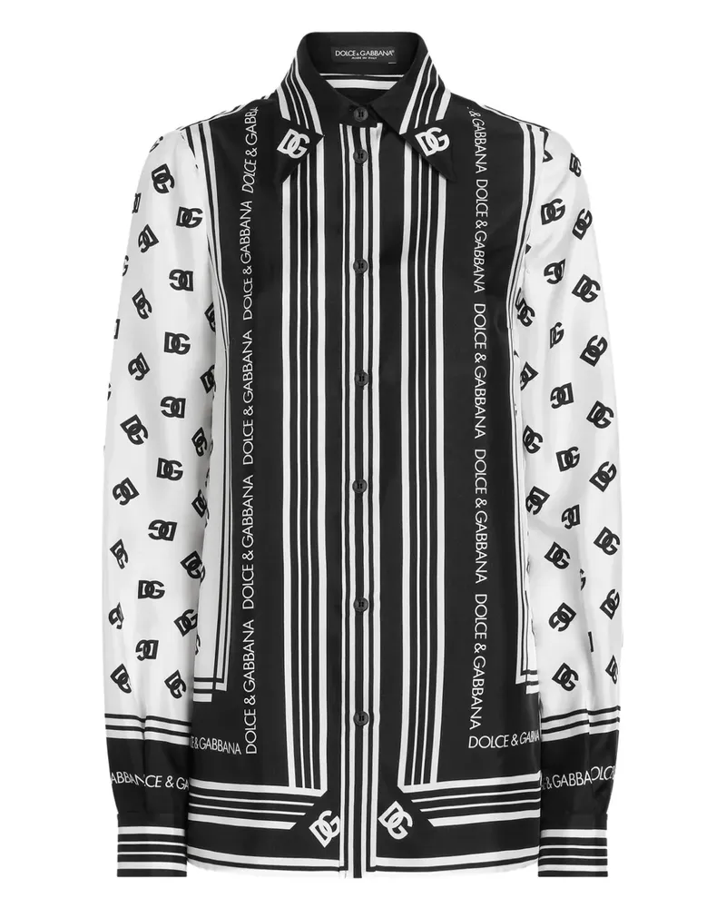 Dolce & Gabbana Hemd mit DG-Print - Weiß Weiß