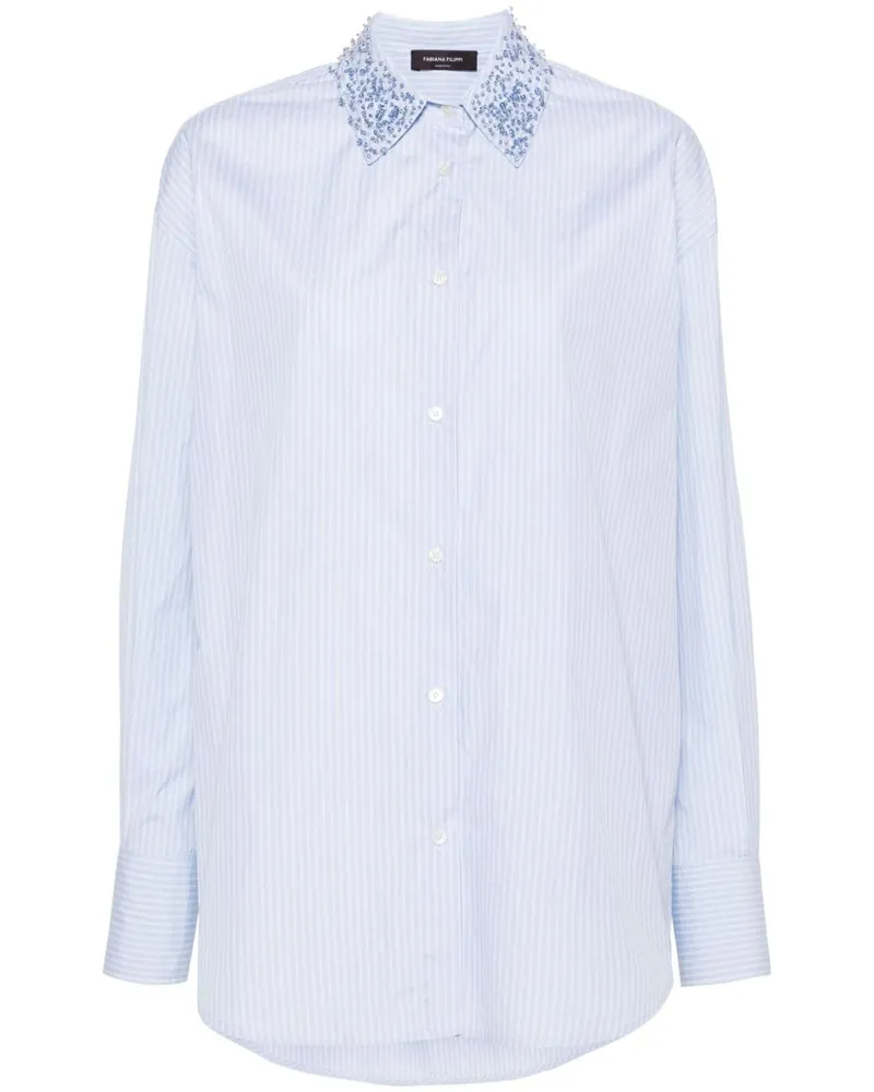 Fabiana Filippi Gestreiftes Hemd mit Kristallen - Blau Blau