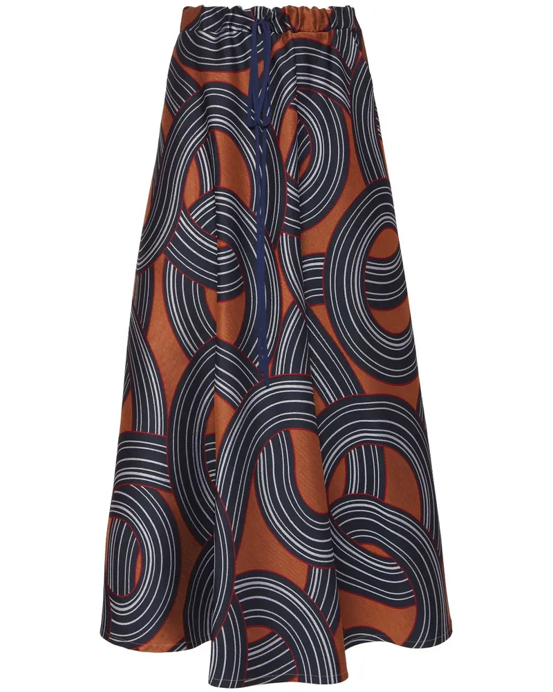 La DoubleJ Klassischer Jacquard-Midirock - Blau Blau