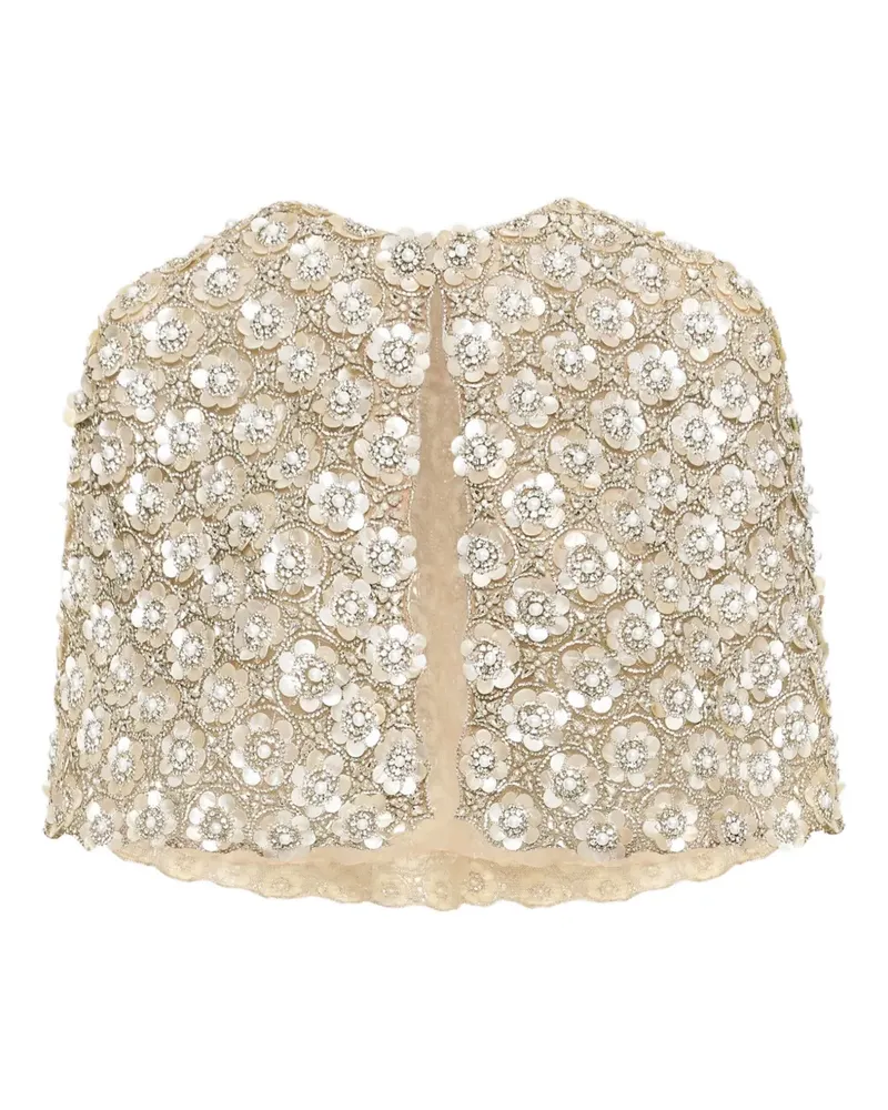 Oscar de la Renta Cape mit blumiger Stickerei - Nude Nude