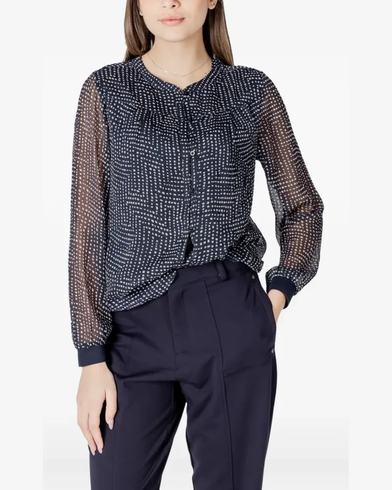 Street One Bluse mit geometrischem Print - Blau Blau