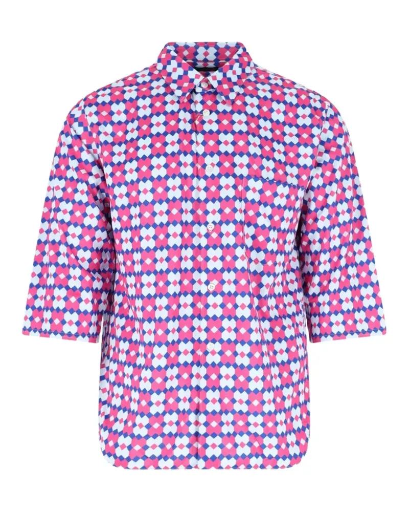 Comme des Garçons geometric-pattern short-sleeve shirt - Rosa Rosa