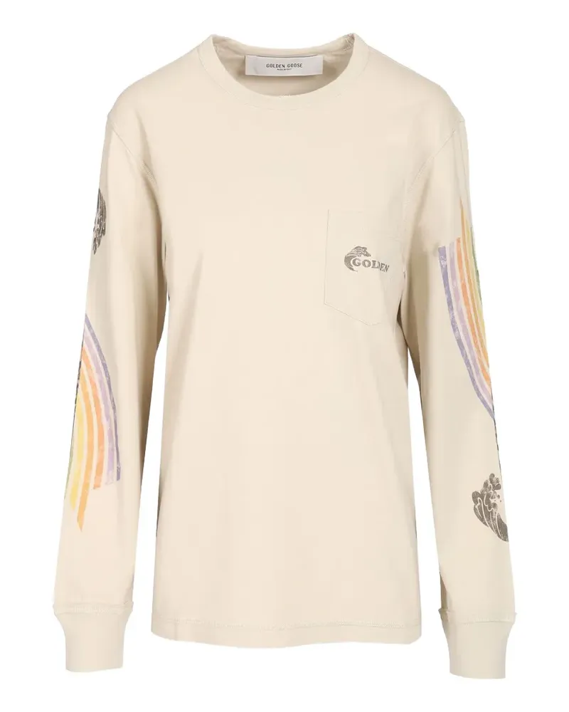 Golden Goose logo-print sweatshirt - Nude Nude