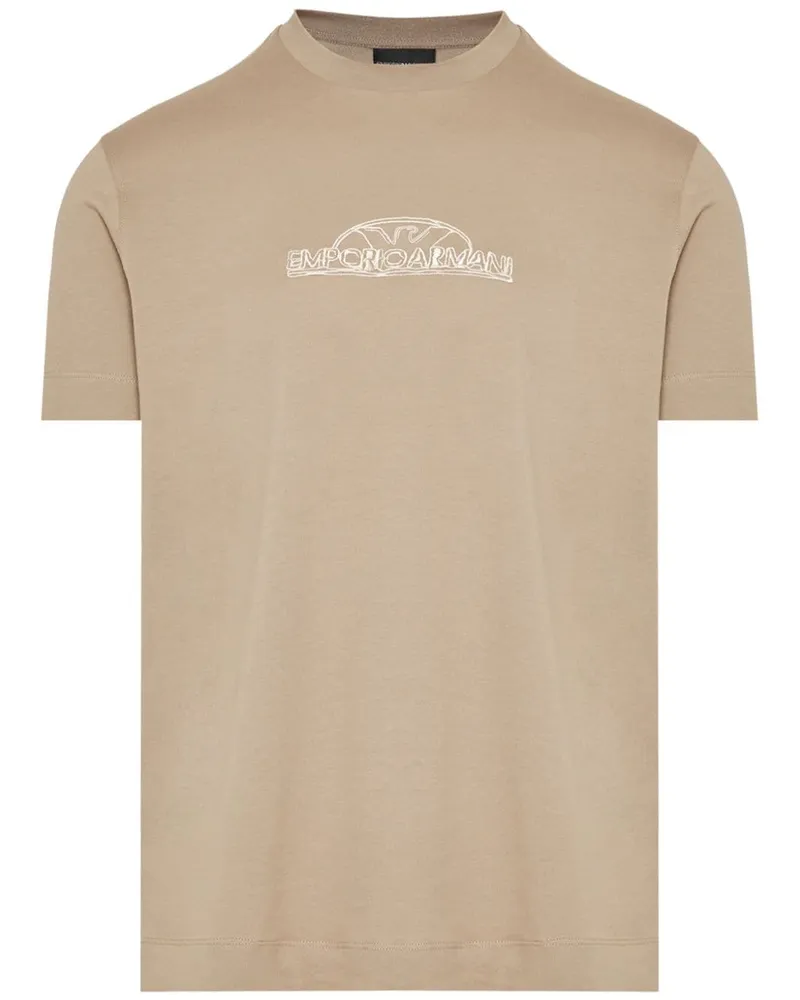 Emporio Armani T-Shirt mit Logo-Stickerei - Nude Nude