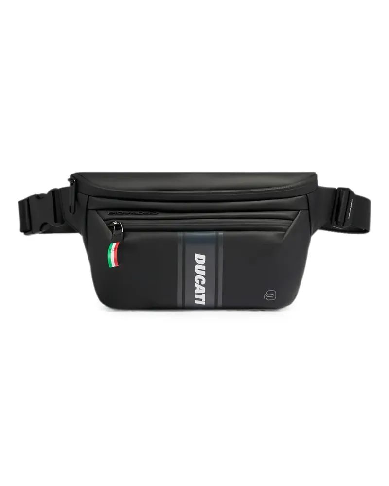 Piquadro x Ducati logo-print belt bag - Schwarz Schwarz