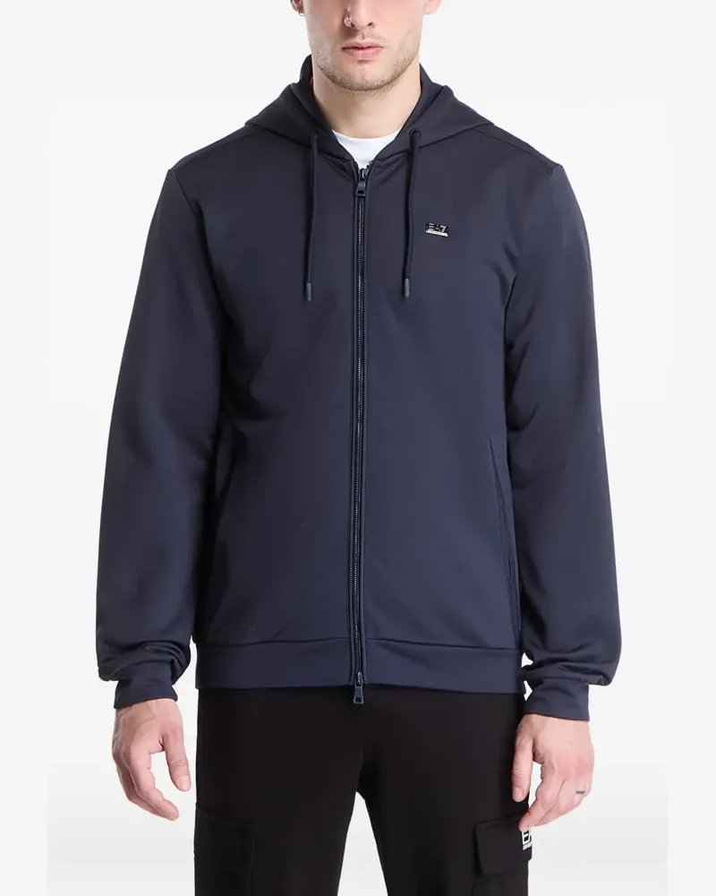 EA7 Lux Identity logo-plaque zip-up hoodie - Blau Blau
