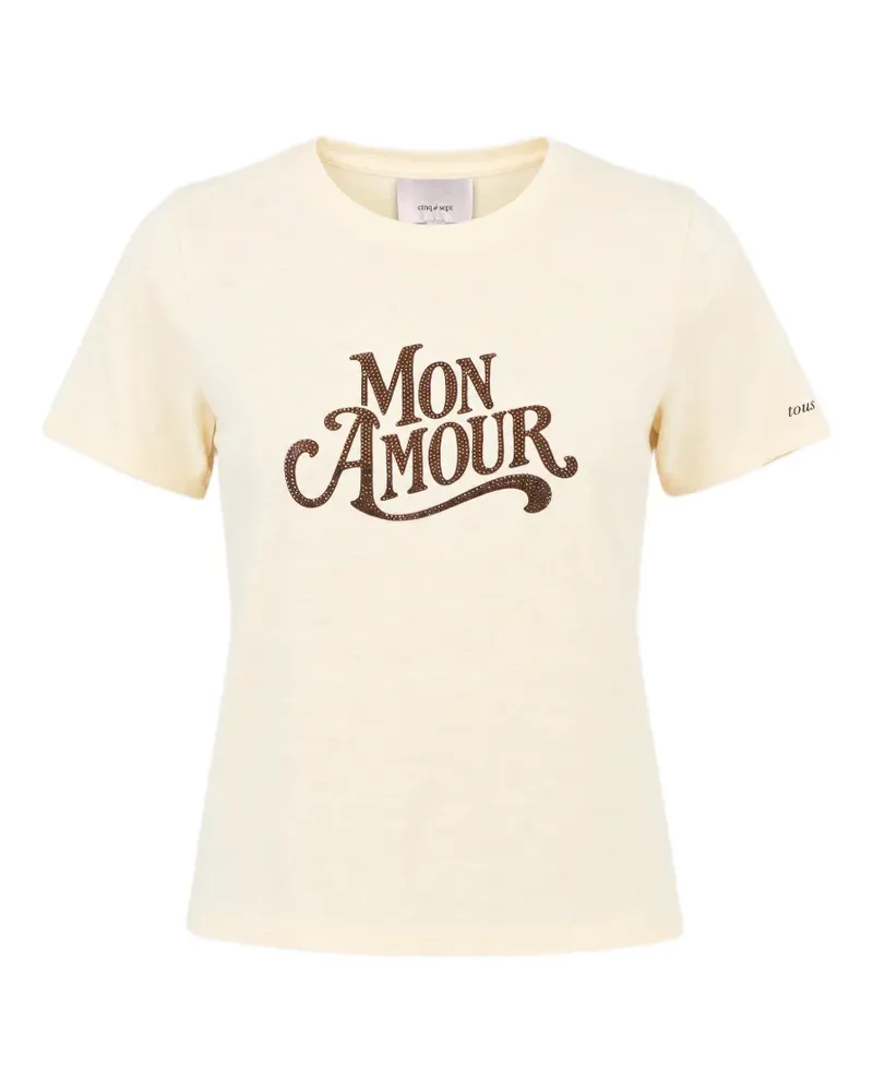Cinq à Sept Shrunken T-Shirt mit Slogan - Nude Nude
