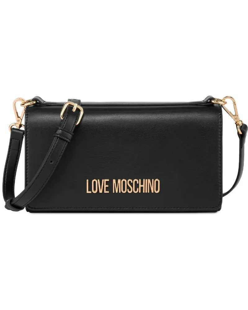 Moschino Schultertasche mit Logo-Schild - Schwarz Schwarz