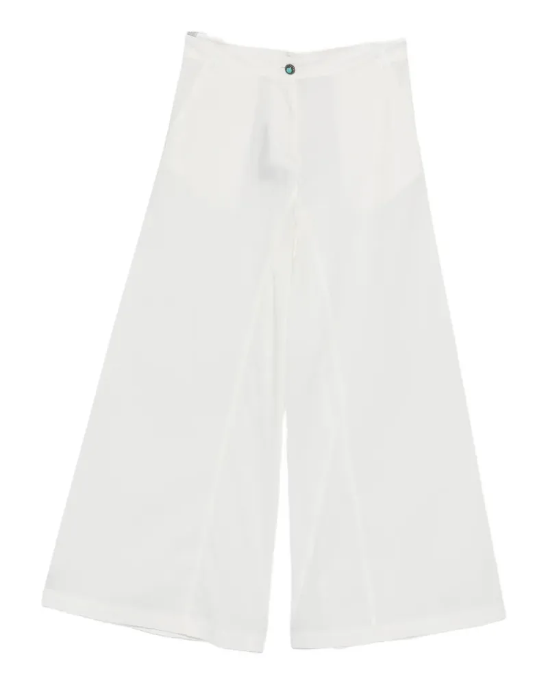 Pinko Canelli embellished-button wide-leg trousers - Weiß Weiß