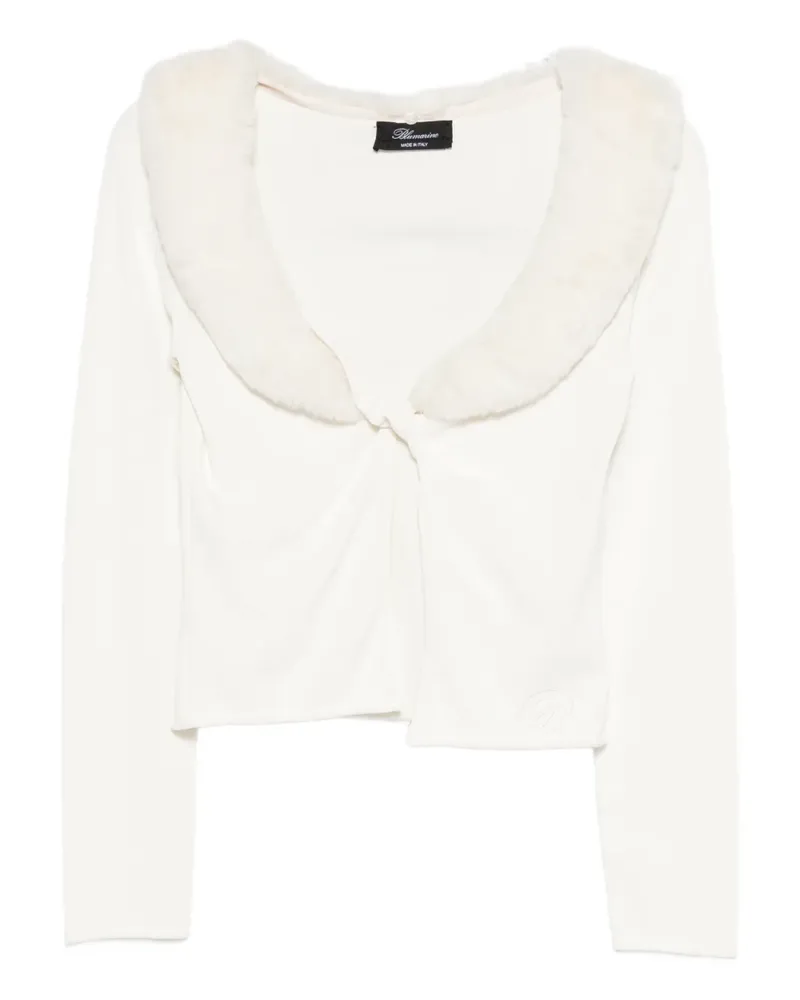 Blumarine Cardigan mit Faux Fur-Kragen - Weiß Weiß
