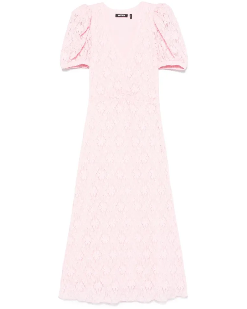 ROTATE Birger Christensen Spitzen-Midikleid mit Puffärmeln - Rosa Rosa