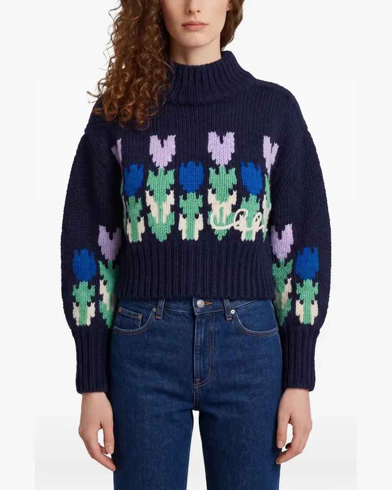 Chloé Cropped-Pullover mit Stehkragen - Blau Blau