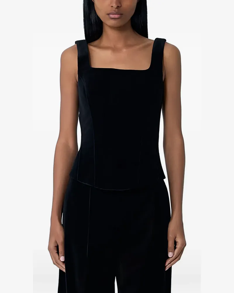 Max Mara velvet square-neck sleeveless top - Schwarz Schwarz