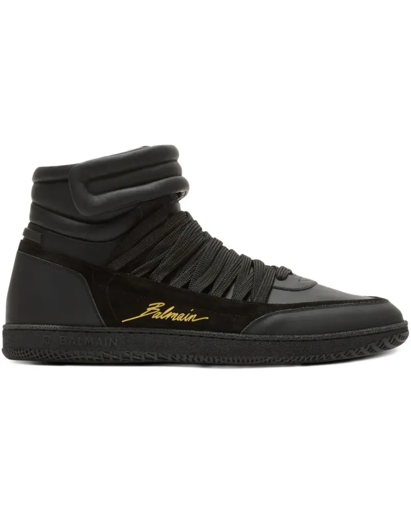 Balmain Sneakers mit Ledereinsätzen - Schwarz Schwarz