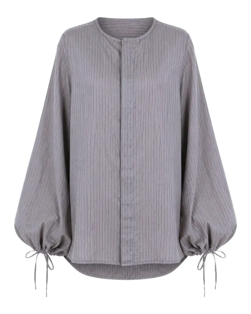 Roberto Collina pinstripe-pattern puff-sleeve cotton blouse - Braun Braun