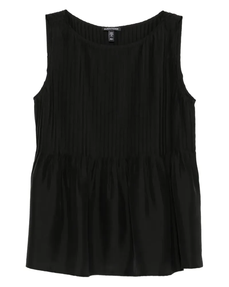 Eileen Fisher Seidenoberteil mit Faltendetails - Schwarz Schwarz