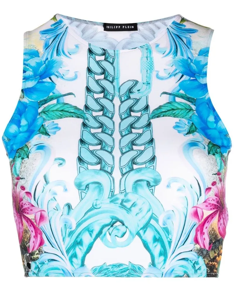 Philipp Plein Cropped-Top mit Print - Blau Blau