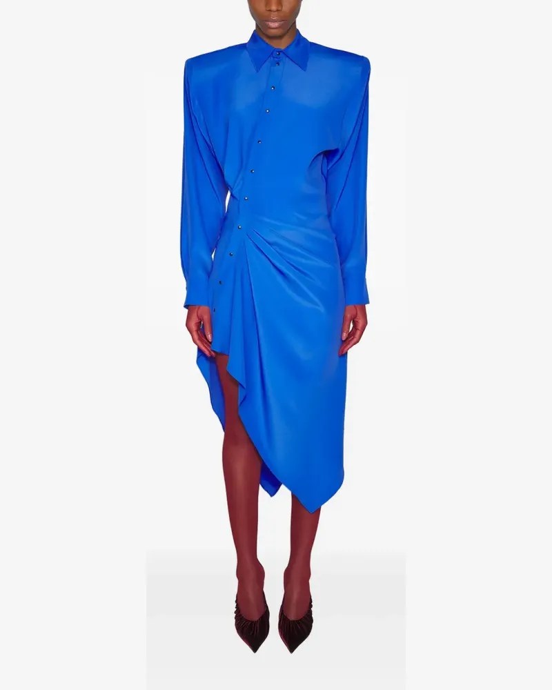 Thierry Mugler Asymmetrisches Kleid mit Schulterpolstern - Blau Blau