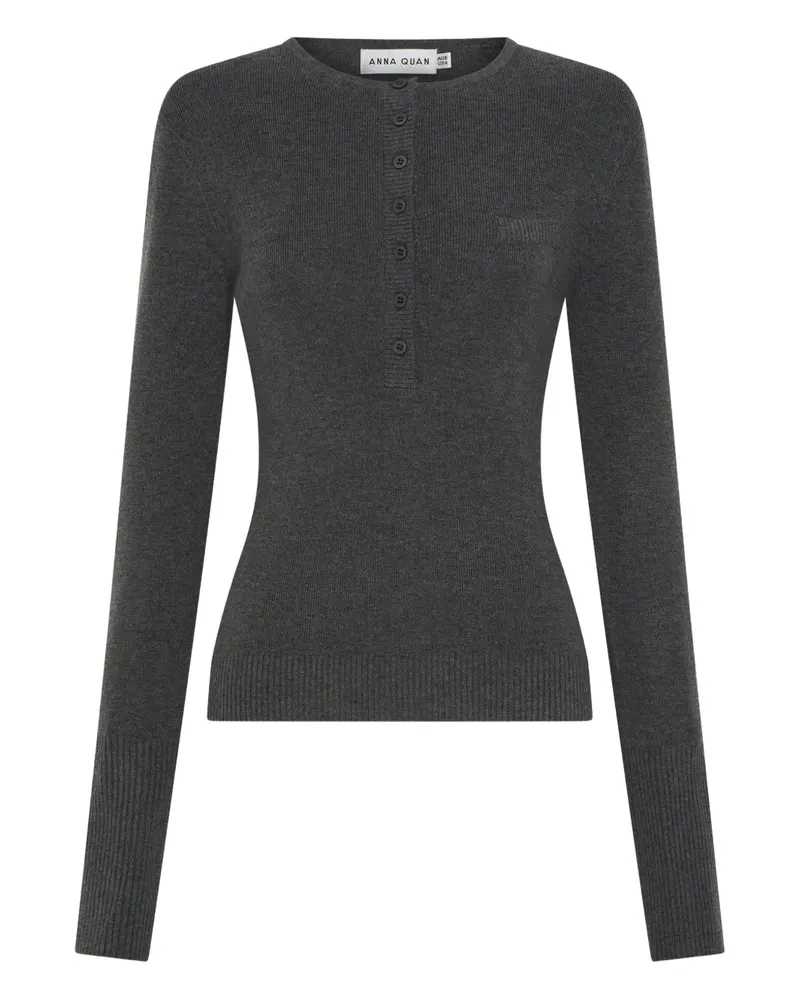 Anna Quan Geripptes Top mit Knöpfen - Grau Grau