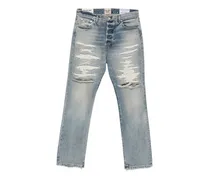belt-loop distressed jeans - Blau