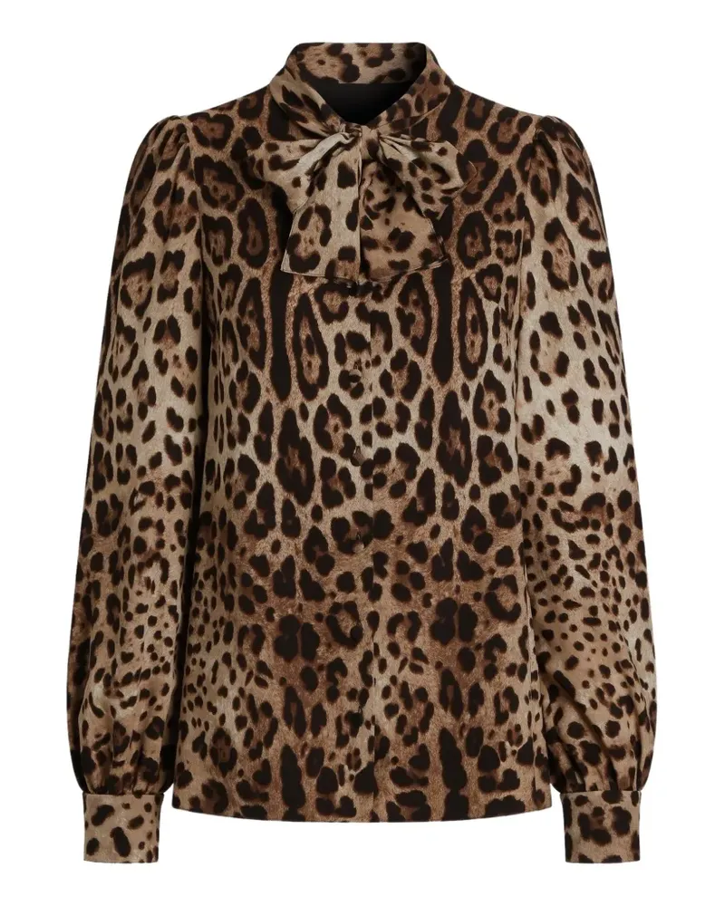 Dolce & Gabbana Charmeuse Seidenhemd mit Leo-Print - Nude Nude