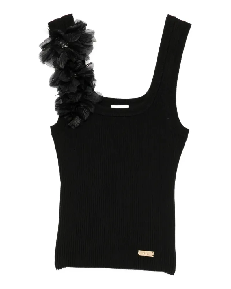 Aje. Geripptes Pamela Tanktop mit Blume - Schwarz Schwarz