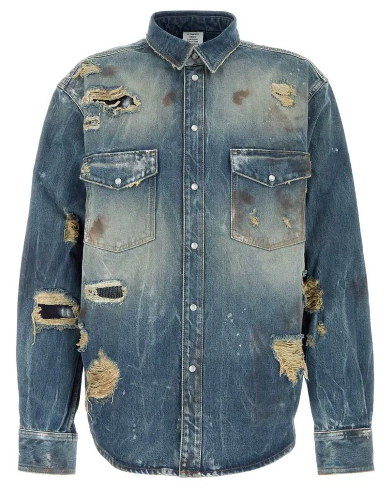 VETEMENTS Jeanshemd im Distressed-Look - Blau Blau