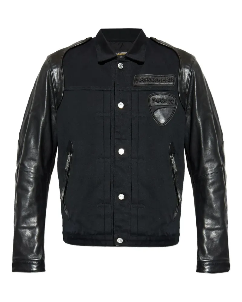 Dsquared2 x Ducati Hemdjacke mit Lederärmeln - Schwarz Schwarz