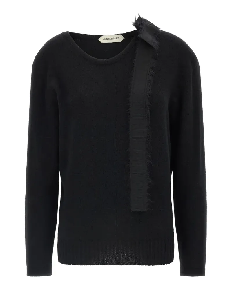 Alberta Ferretti Ausgefranster Pullover mit Schleife - Schwarz Schwarz