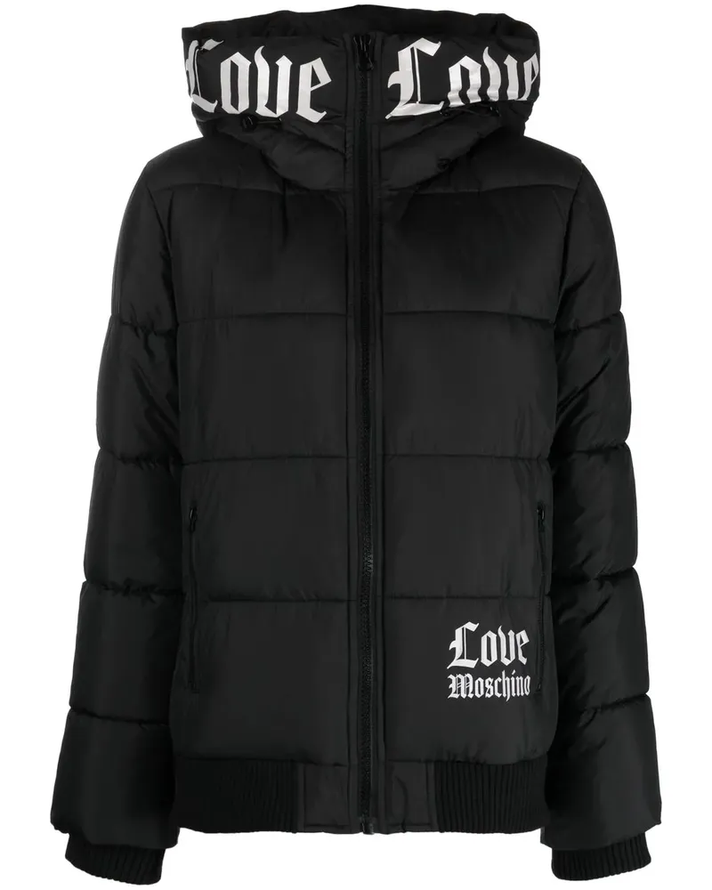 Moschino Gefütterte Jacke mit Logo-Print - Schwarz Schwarz