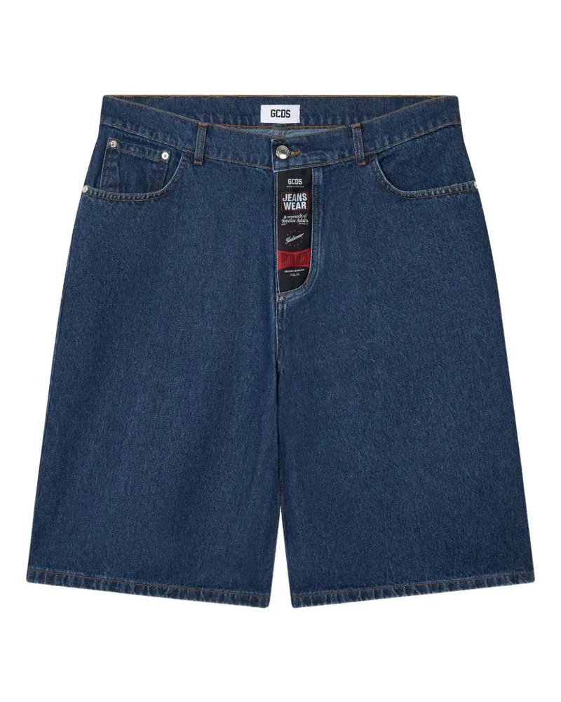 GCDS Stone-Wash-Shorts mit Logo-Patch - Blau Blau