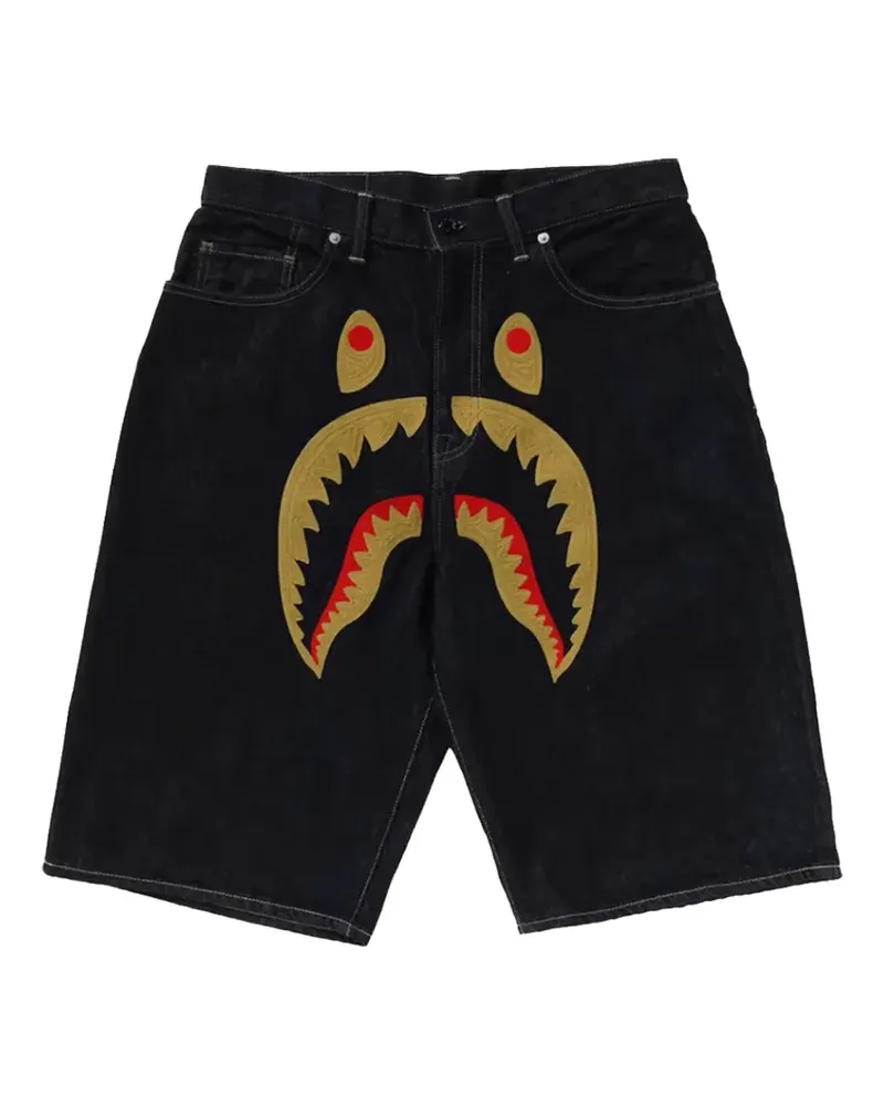 BAPE Shark denim shorts - Schwarz Schwarz