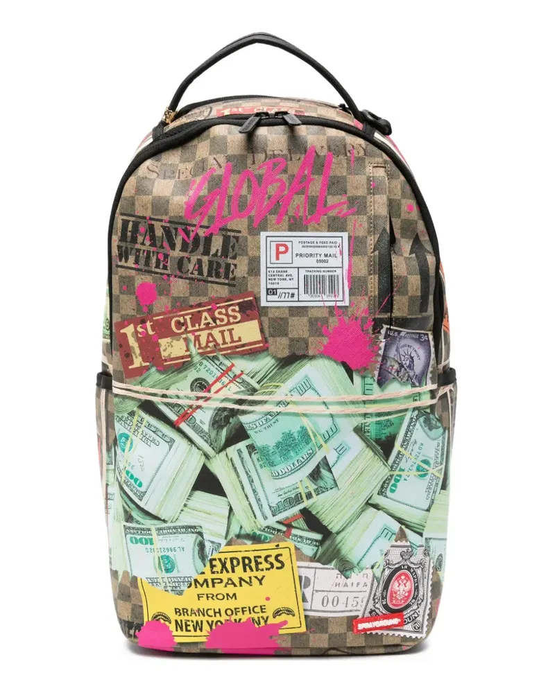 Sprayground graphic-print checkered backpack - Braun Braun