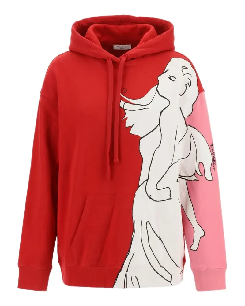 Valentino Garavani graphic-print drawstring hoodie - Rot Rot
