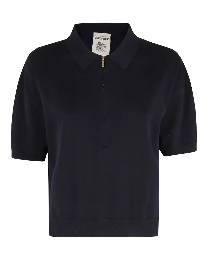Semicouture Ambre zipped polo top - Blau Blau