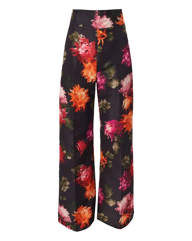 Carolina Herrera New York Diane Hose mit Chrysanthemen-Print - Schwarz Schwarz